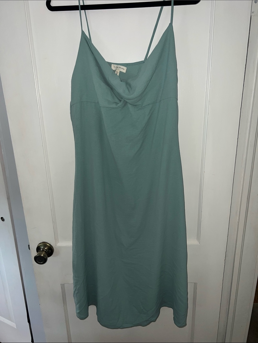 See You Monday Seafoam Green Cowl Neck Midi Slip Dress